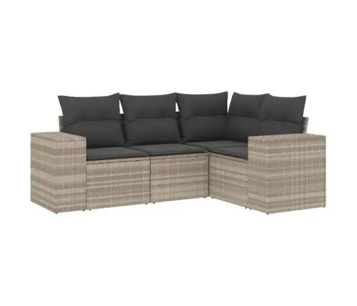 4-Daļīgs Dārza Dīvānu Komplekts,Matrači, Gaiši Pelēka Pe Pinums Vidaxl