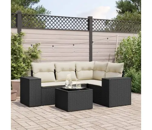 Sodo Komplektas Su Pagalvėlėmis, 5 Dalių, Juodas, Poliratanas