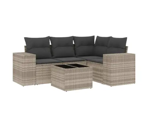 Sofos Komplektas Su Pagalvėlėmis, 5 Dalių, Pilkas, Poliratanas