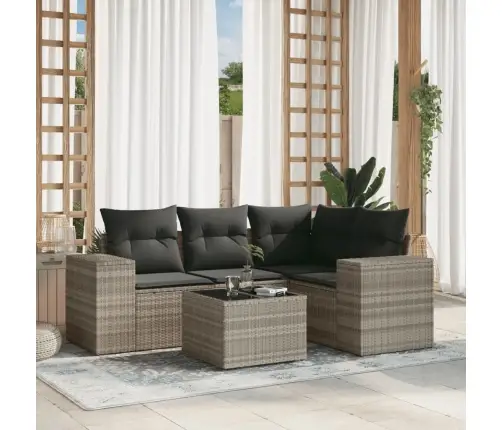 Sofos Komplektas Su Pagalvėlėmis, 5 Dalių, Pilkas, Poliratanas