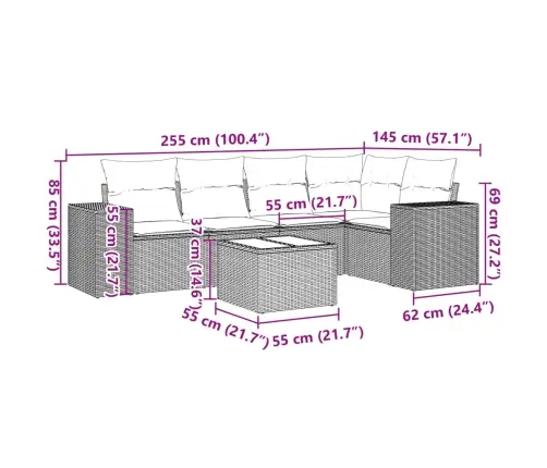 Sofos Komplektas Su Pagalvėlėmis, 6 Dalių, Juodas, Poliratanas