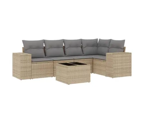 6-Daļīgs Dārza Dīvāna Komplekts, Matrači, Bēša Pe Rotangpalma Vidaxl