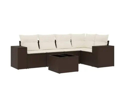 6-Daļīgs Dārza Dīvānu Komplekts, Matrači, Brūna Pe Rotangpalma Vidaxl