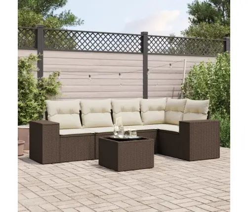 6-Daļīgs Dārza Dīvānu Komplekts, Matrači, Brūna Pe Rotangpalma Vidaxl