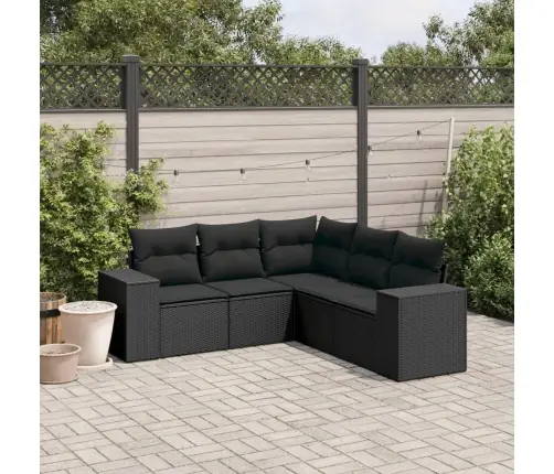 5-Daļīgs Dārza Dīvāna Komplekts Ar Matračiem, Pe Rotangpalma Vidaxl