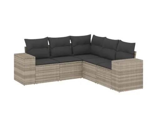 5-Osaline Aiamööblikomplekt Patjadega, Helehall, Polürotang