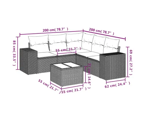6-Osaline Aiadiivani Komplekt Patjadega, Must, Polürotang