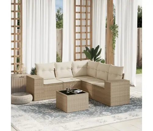 6-Daļīgs Dārza Dīvāna Komplekts, Matrači, Bēša Pe Rotangpalma Vidaxl 6-Daļīgs Dārza Dīvāna Komplekts, Matrači, Bēša Pe Rotangpalma Vidaxl