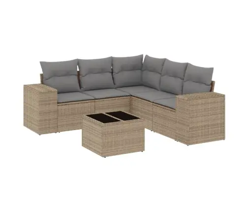 6-Daļīgs Dārza Dīvāna Komplekts, Matrači, Bēša Pe Rotangpalma Vidaxl