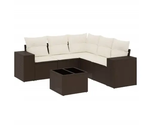 6-Daļīgs Dārza Dīvānu Komplekts, Matrači, Brūna Pe Rotangpalma Vidaxl