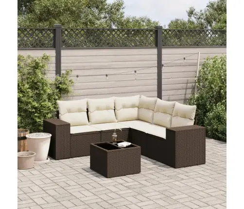 6-Daļīgs Dārza Dīvānu Komplekts, Matrači, Brūna Pe Rotangpalma Vidaxl