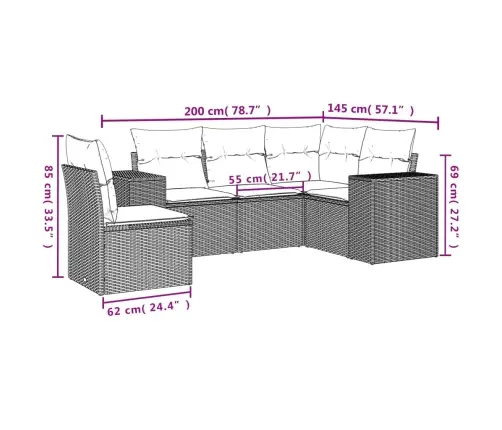 5-Osaline Aiadiivanikomplekt Patjadega, Must, Polürotang