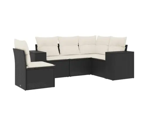 Sodo Komplektas Su Pagalvėlėmis, 5 Dalių, Juodas, Poliratanas