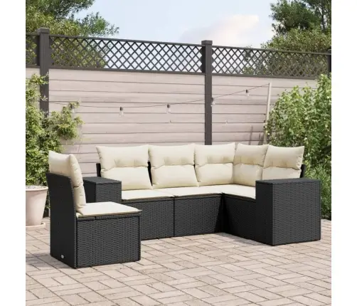 Sodo Komplektas Su Pagalvėlėmis, 5 Dalių, Juodas, Poliratanas