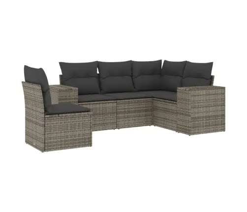 5-Osaline Aiamööblikomplekt Istmepatjadega, Polürotang, Hall