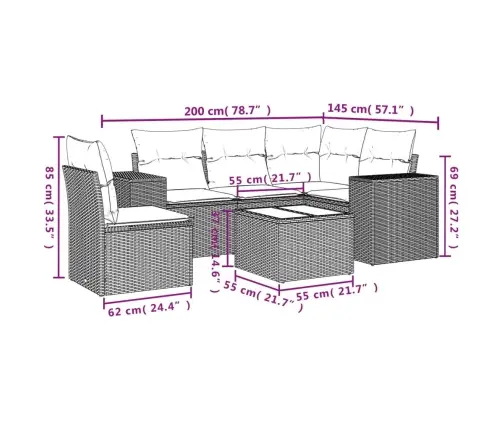6-Osaline Aiadiivani Komplekt Patjadega, Must, Polürotang