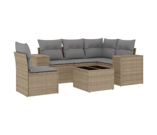 6-Daļīgs Dārza Dīvāna Komplekts, Matrači, Bēša Pe Rotangpalma Vidaxl