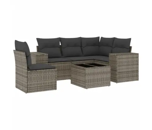 6-Daļīgs Dārza Dīvāna Komplekts Ar Matračiem, Pelēks Pe Pinums Vidaxl