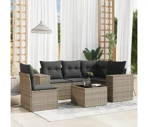 6-Daļīgs Dārza Dīvāna Komplekts Ar Matračiem, Pelēks Pe Pinums Vidaxl