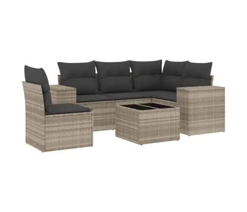 6-Daļīgs Dārza Dīvānu Komplekts,Matrači, Gaiši Pelēka Pe Pinums Vidaxl