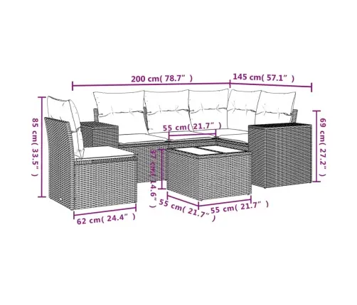 6-Daļīgs Dārza Dīvānu Komplekts, Matrači, Brūna Pe Rotangpalma Vidaxl