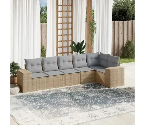 Sofos Komplektas Su Pagalvėlėmis, 6 Dalių, Smėlio, Poliratanas