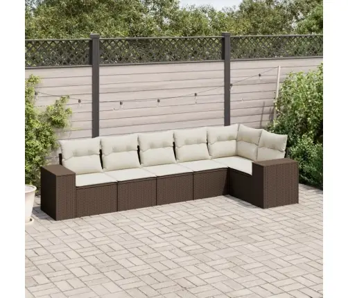 6-Daļīgs Dārza Dīvānu Komplekts, Matrači, Brūna Pe Rotangpalma Vidaxl