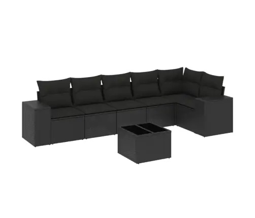 7-Daļīgs Dārza Dīvāna Komplekts Ar Matračiem, Melna Pe Vidaxl 7-Daļīgs Dārza Dīvāna Komplekts Ar Matračiem, Melna Pe Vidaxl