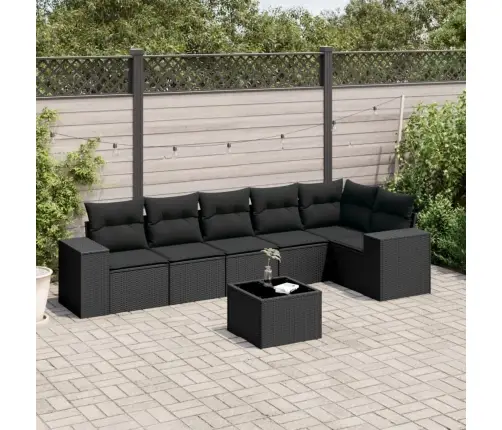 7-Daļīgs Dārza Dīvāna Komplekts Ar Matračiem, Melna Pe Vidaxl 7-Daļīgs Dārza Dīvāna Komplekts Ar Matračiem, Melna Pe Vidaxl