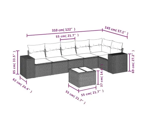 7-Osaline Aiadiivani Komplekt Patjadega, Must, Polürotang