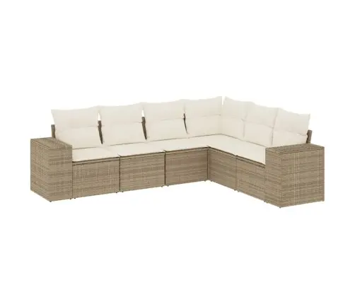 Sofos Komplektas Su Pagalvėlėmis, 6 Dalių, Smėlio, Poliratanas