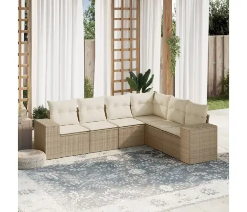 Sofos Komplektas Su Pagalvėlėmis, 6 Dalių, Smėlio, Poliratanas