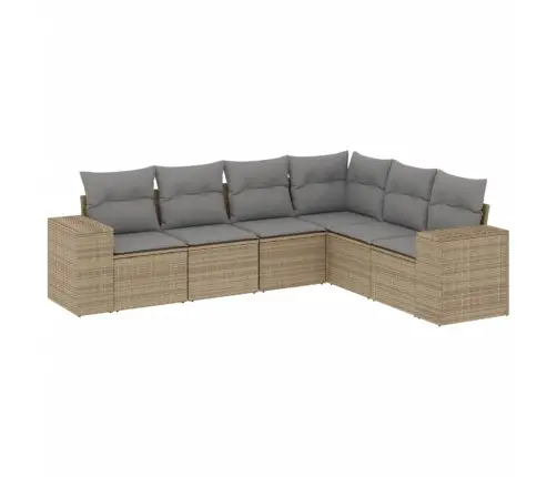 Sofos Komplektas Su Pagalvėlėmis, 6 Dalių, Smėlio, Poliratanas