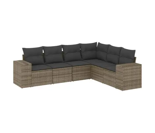 6-Daļīgs Dārza Dīvāna Komplekts Ar Matračiem, Pelēks Pe Pinums Vidaxl