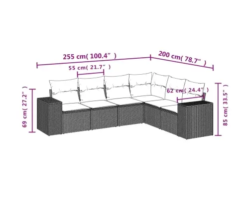 6-Daļīgs Dārza Dīvāna Komplekts Ar Matračiem, Pelēks Pe Pinums Vidaxl
