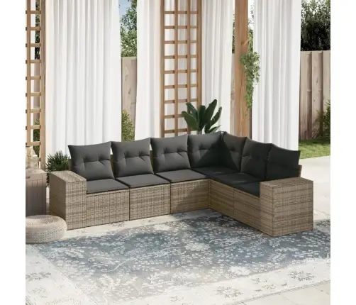 6-Daļīgs Dārza Dīvāna Komplekts Ar Matračiem, Pelēks Pe Pinums Vidaxl