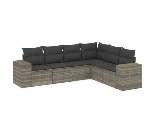 6-Daļīgs Dārza Dīvānu Komplekts,Matrači, Gaiši Pelēka Pe Pinums Vidaxl