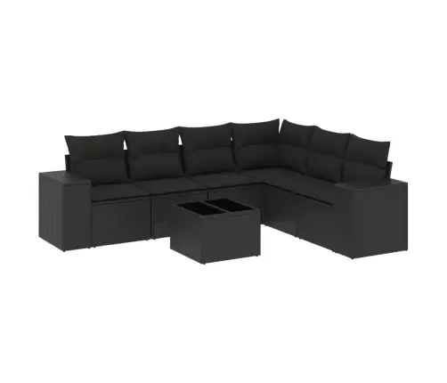 7-Daļīgs Dārza Dīvāna Komplekts Ar Matračiem, Melna Pe Vidaxl