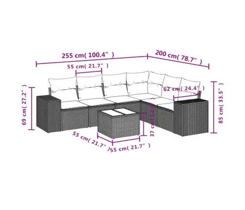 7-Osaline Aiadiivani Komplekt Patjadega, Beež, Polürotang