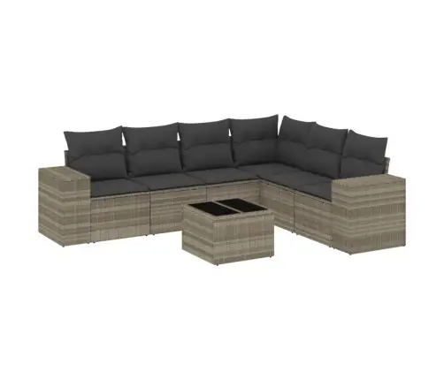 7-Daļīgs Dārza Dīvāna Komplekts,Matrači, Gaiši Pelēka Pe Pinums Vidaxl