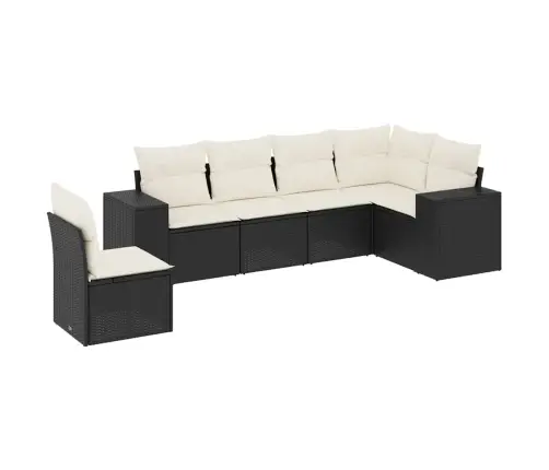 6-Daļīgs Dārza Dīvāna Komplekts, Matrači, Melna Pe Rotanpalma Vidaxl