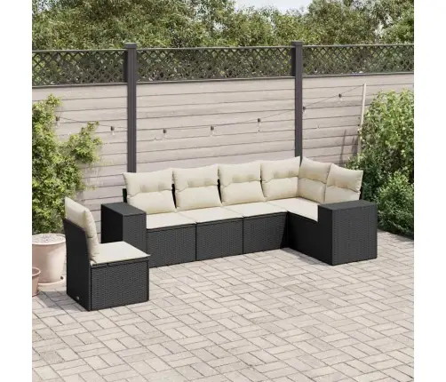 6-Daļīgs Dārza Dīvāna Komplekts, Matrači, Melna Pe Rotanpalma Vidaxl