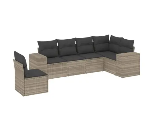 6-Daļīgs Dārza Dīvānu Komplekts,Matrači, Gaiši Pelēka Pe Pinums Vidaxl