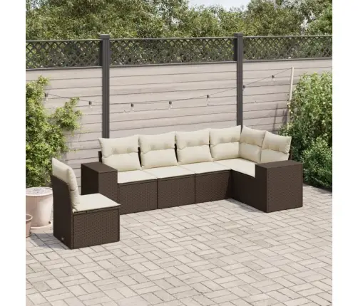 6-Daļīgs Dārza Dīvānu Komplekts, Matrači, Brūna Pe Rotangpalma Vidaxl