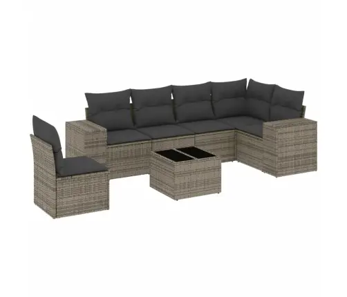 7-Daļīgs Dārza Dīvāna Komplekts, Matrači, Pelēka Pe Rotangpalma Vidaxl