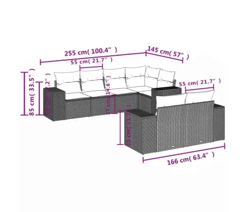 7-Daļīgs Dārza Dīvāna Komplekts Ar Matračiem, Melna Pe Vidaxl
