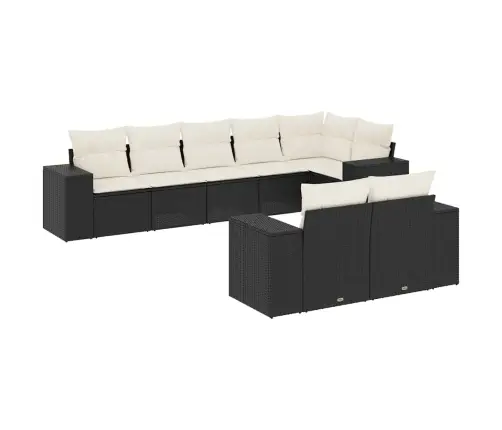 8-Daļīgs Dārza Dīvāna Komplekts, Matrači, Melna Pe Rotangpalma Vidaxl