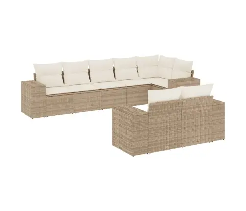 8-Daļīgs Dārza Dīvāna Komplekts, Matrači, Bēša Pe Rotangpalma Vidaxl