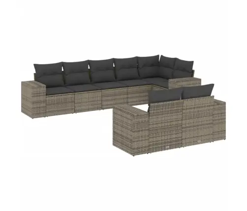 8-Daļīgs Dārza Dīvāna Komplekts Ar Matračiem, Pelēks Pe Pinums Vidaxl