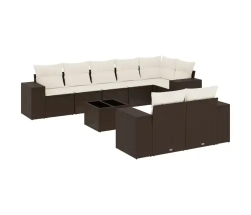 Sodo Komplektas Su Pagalvėlėmis, 9 Dalių, Rudas, Poliratanas